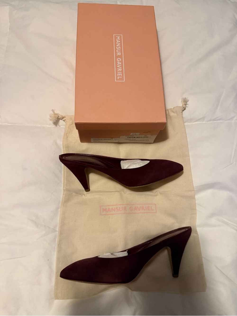 Mansur Gavriel Suede Almond-Toe Heel Mules